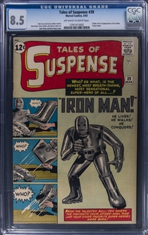 1963 Marvel Comics "Tales of Suspense" #39 - (Origin & 1st Appearance of Iron Man) - CGC 8.5 Off White to White Pages